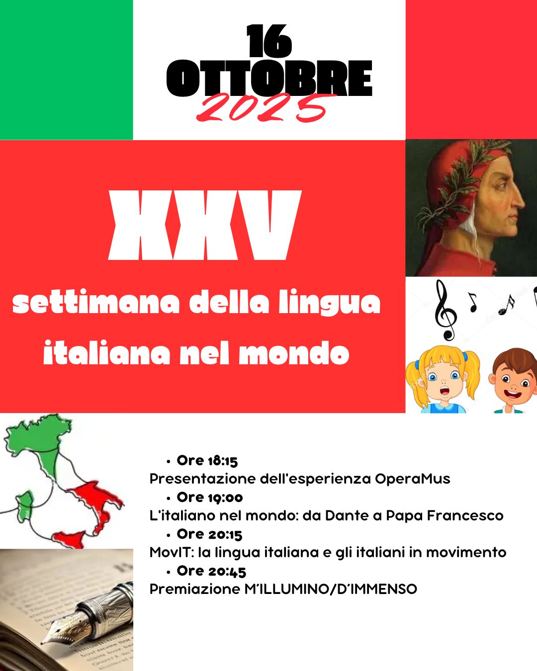 16.10 18h: "XXV SETTIMANA DELLA LINGUA ITALIANA NEL MONDO – “Italofonia: Lingua oltre i confini”