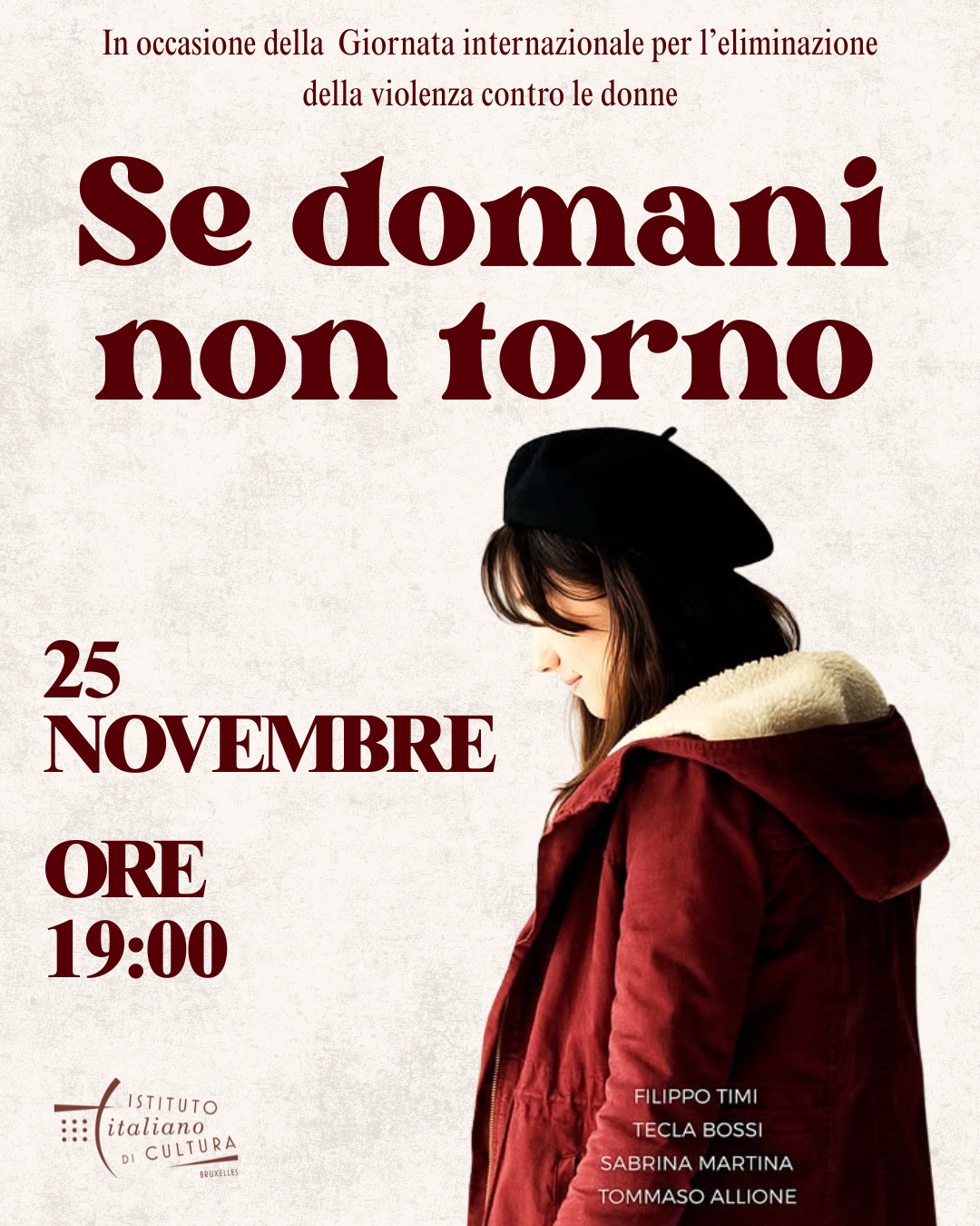 25.11.2026, h. 19: SE DOMANI NON TORNO – Film per la Giornata internazionale per l’eliminazione della violenza contro le donne